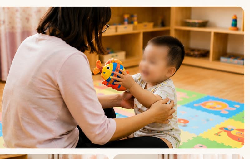 Cô Bích Ngọc đang can thiệp với bé – khuôn mặt trẻ đã được làm mờ để bảo vệ danh tính